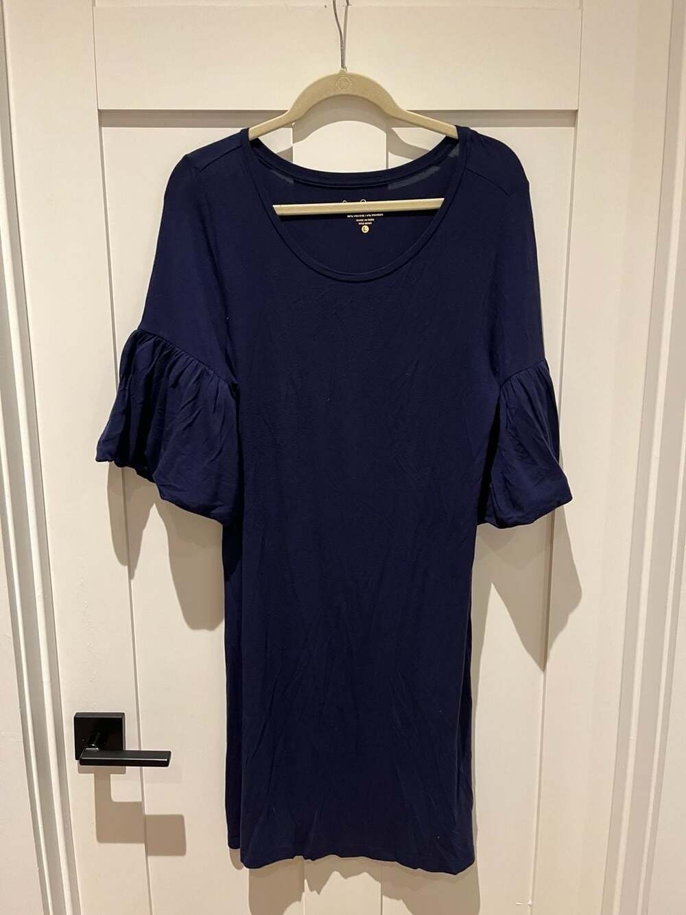 Lilly Pulitzer Lindell Jersey Knit Shift Dress in True Navy with Bell Sleeves